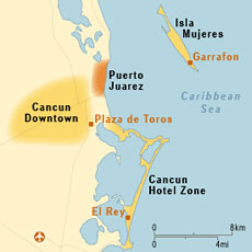 Carte de l'Isla Mujeres