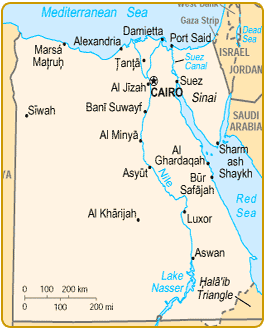 Carte de l'Egypte