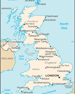 Carte de l'Angleterre (Grande-Bretagne)
