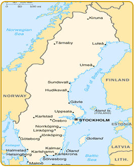 Carte de la Suède